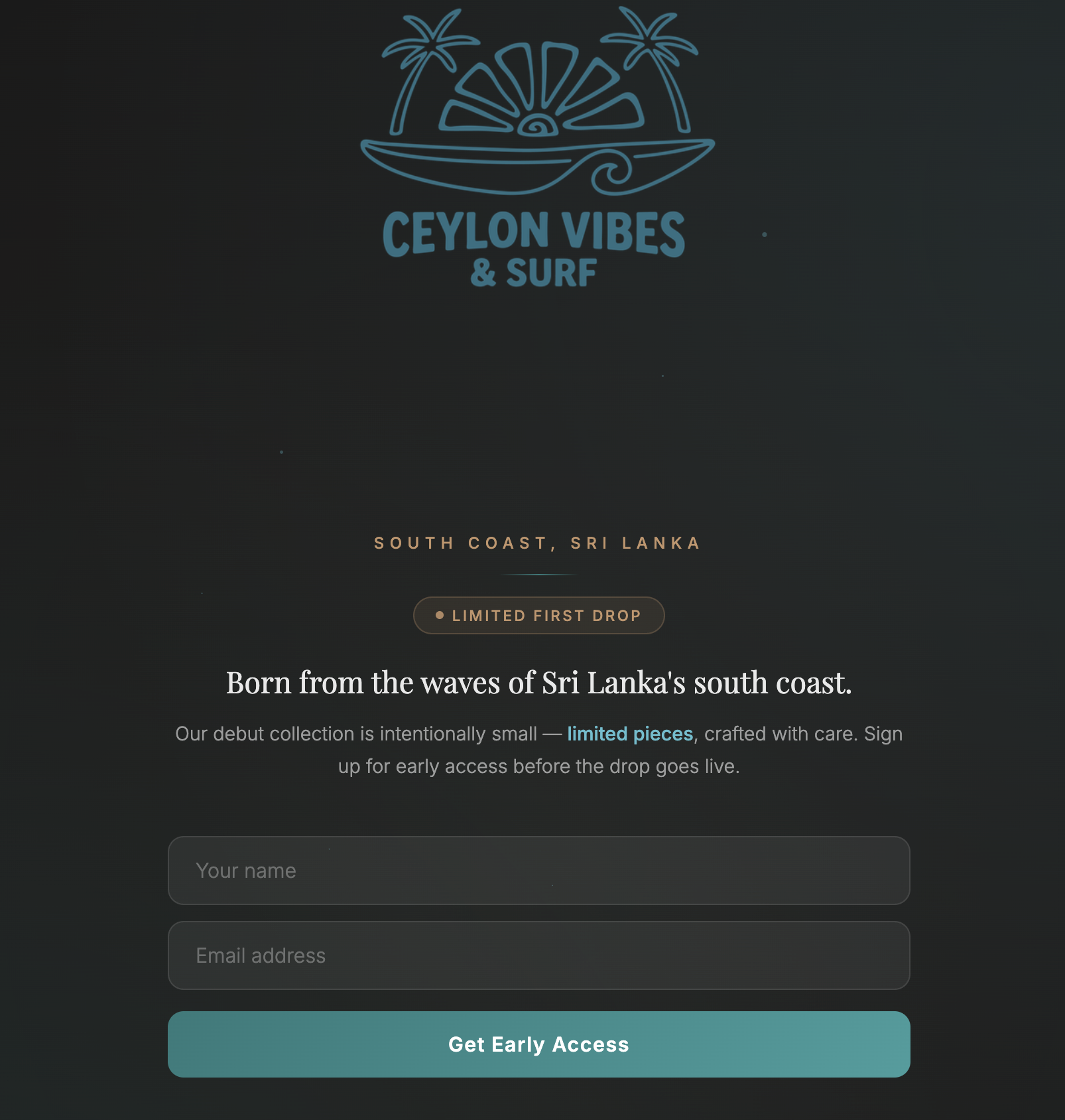 Ceylon Vibes & Surf Landing Page Screenshot